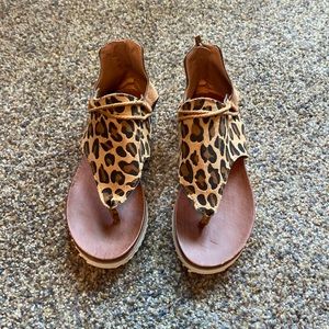 Leopard Back Zip Sandals